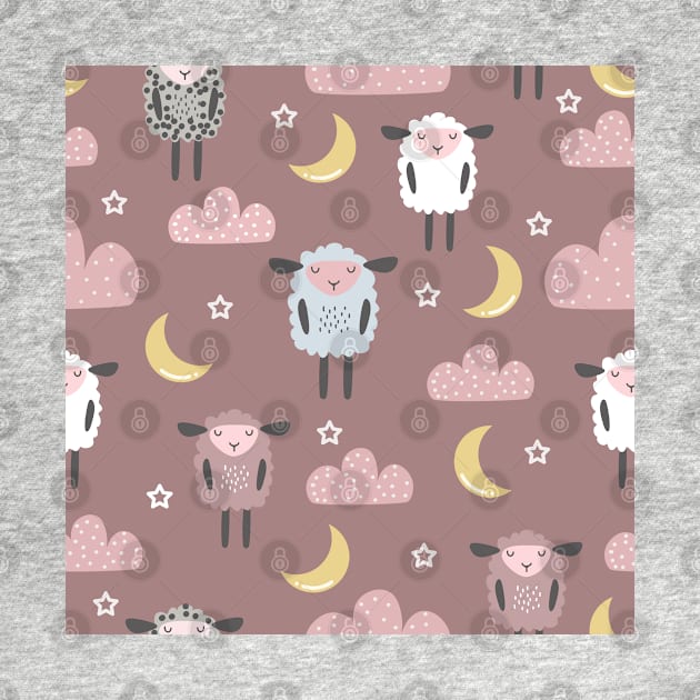 Sweet sleeping sheep pattern pastel light pink by Arch4Design